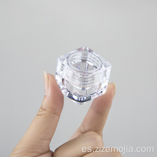 Tarro transparente plástico cosmético cuadrado 5g con tapa